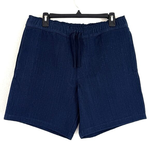 NWT Patagonia Men Handwoven Fabric Organic Cotton Volley Shorts Denim Blue - Picture 1 of 11